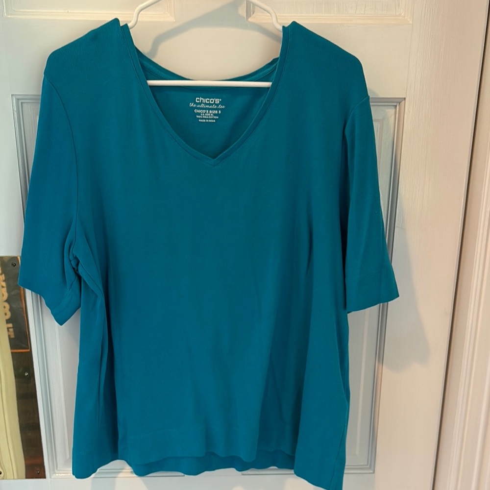 Chico's Vibrant Blue/Teal Mid Sleeve Top